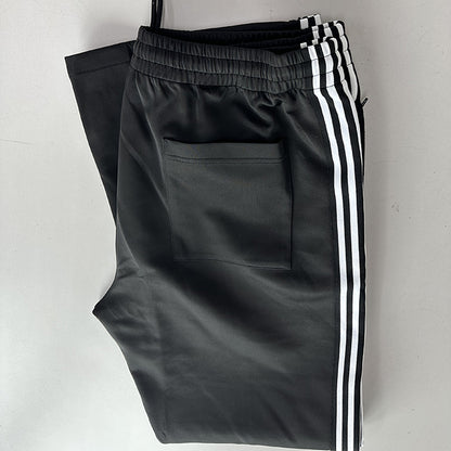 high quality customized straight leg men flared sweatpants drawstring waist oversized striped tape side track pants