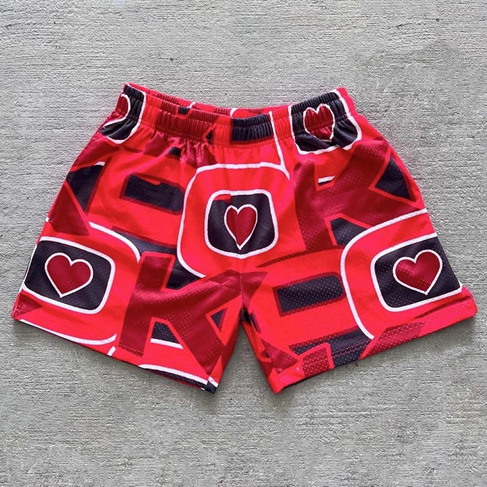 Huilin Manufacturer Oem Summer Fashion Streetwear Polyester Shorts Custom Dtg Printed Men Mesh Basketball Shorts