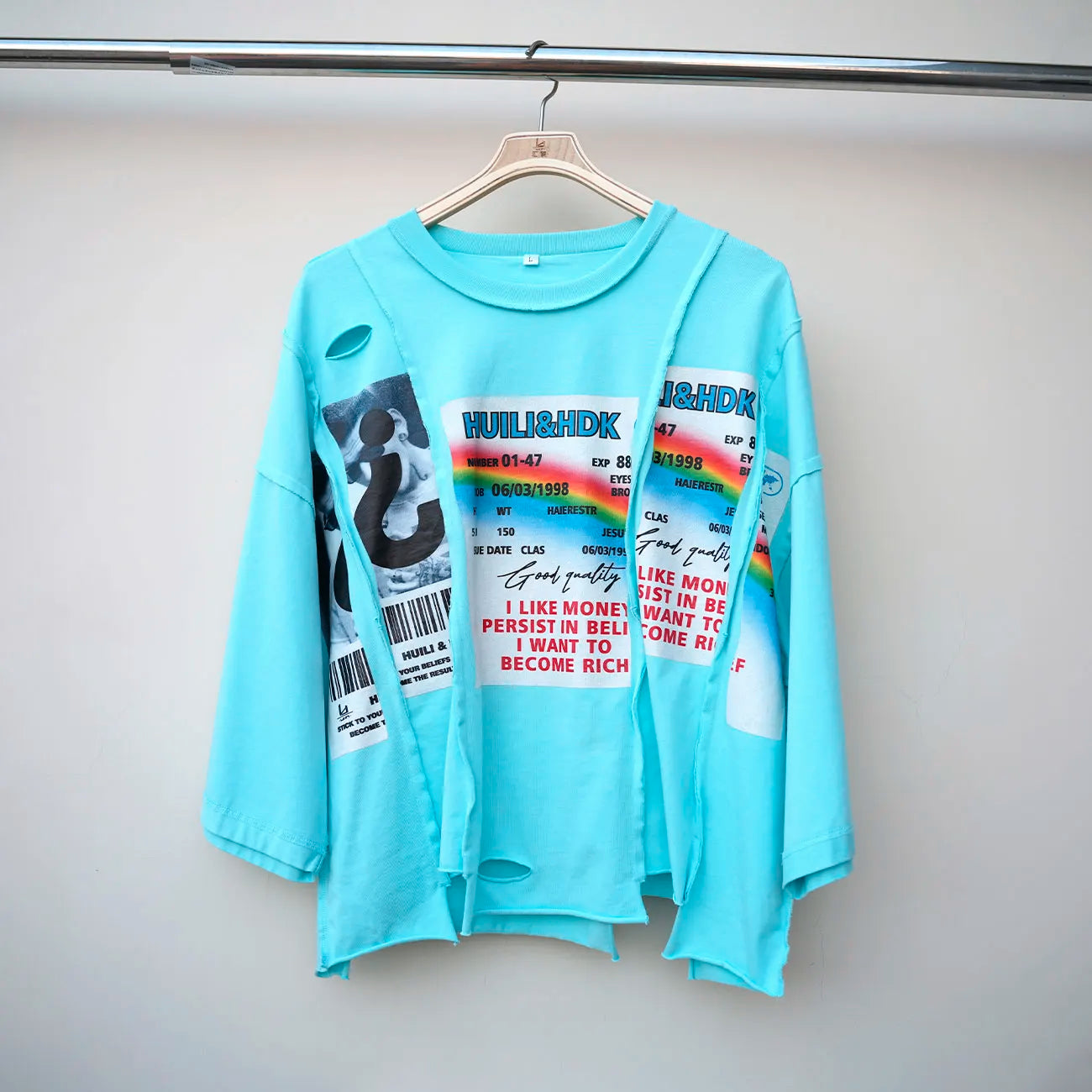 Asymmetrical Raw Hem Unisex Bozy Tshirts Custom Screen Printing Men Heavyweight 100% Cotton Oversized Graphic T Shirt