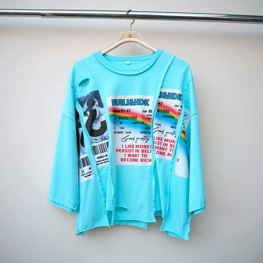 Asymmetrical Raw Hem Unisex Bozy Tshirts Custom Screen Printing Men Heavyweight 100% Cotton Oversized Graphic T Shirt