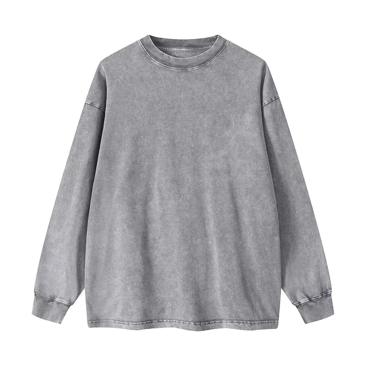 Trending Streetwear Supplier Low MOQ Acid Wash Oversized Blank Custom Print Unisex Long Sleeve T Shirt