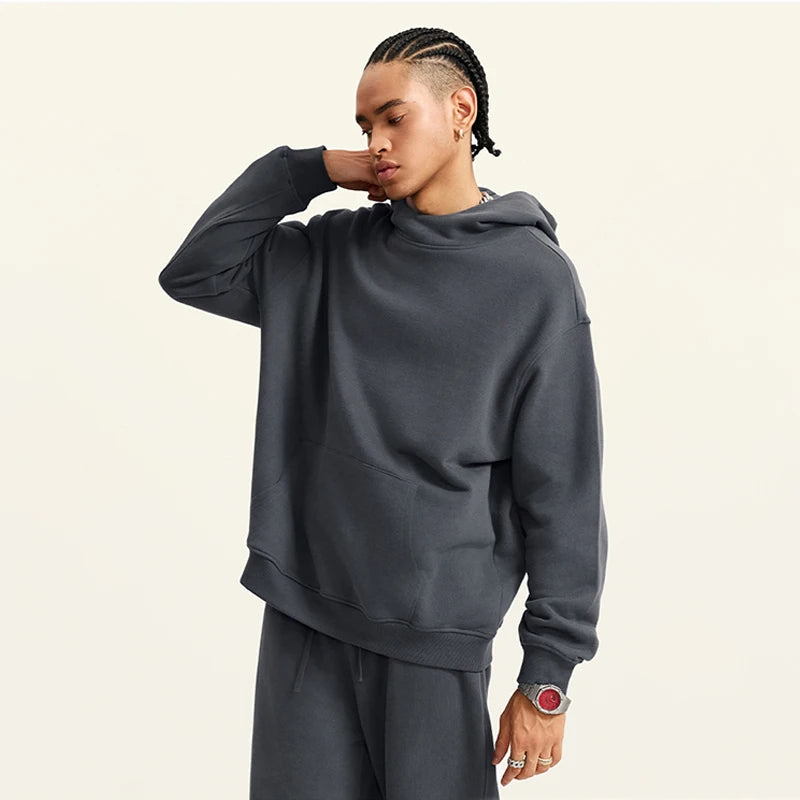 Huili Wholesale Sweatshirts Custom Thick Cotton Oversized Hoodies Unisex Solid Color Blank Pullover Hoodie