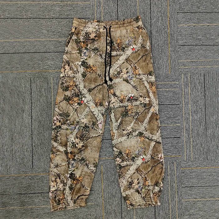 Huilin Factory Customized Heavyweight Cotton Sweatpants Men Custom Camo Graphic Printed Cargo Sweatpants