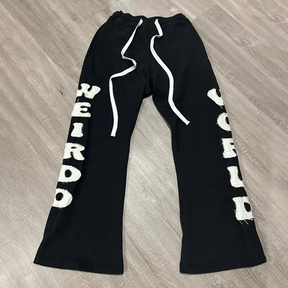 Custom blank plain joggers stacked custom printing logo drawstring casual sweat pants flared sweatpants men's pants trousers