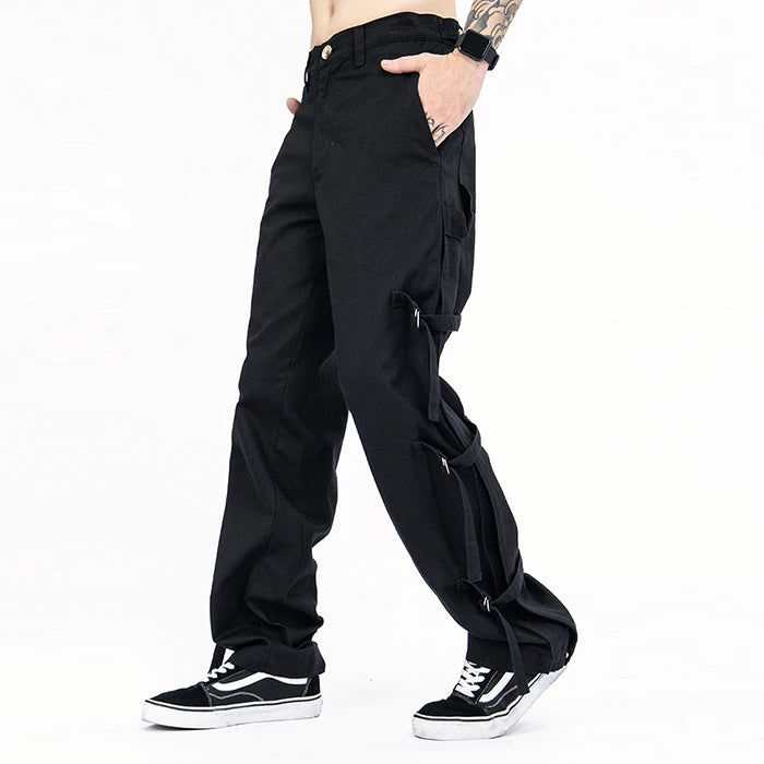 Huilin Professional Custom Twill Track Pants Men Bondage Design Big Pockets 100% Cotton Oversized Chino Cargo Pants