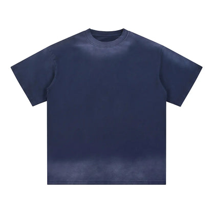 Heavyweight Cotton Supplier Low MOQ Acid Wash Spray Wash Blank Custom Print Casual Crewneck Tee