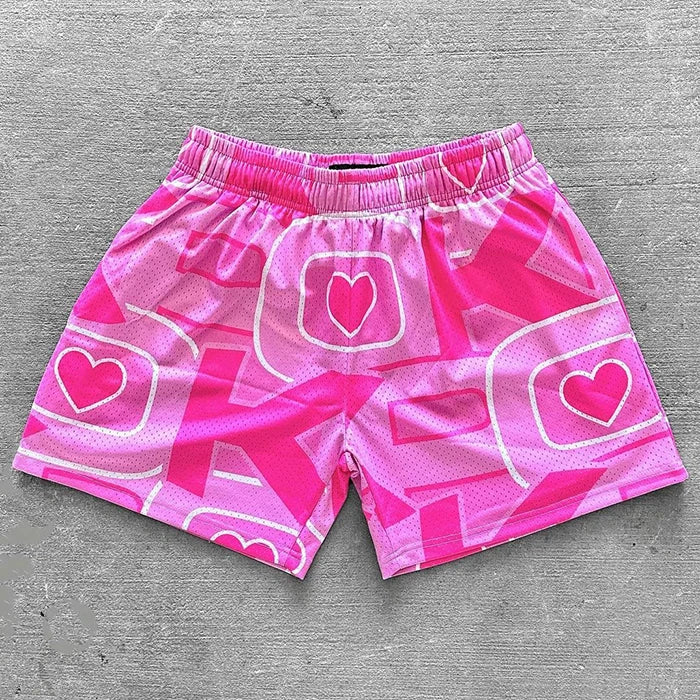 Huilin Manufacturer Oem Summer Fashion Streetwear Polyester Shorts Custom Dtg Printed Men Mesh Basketball Shorts