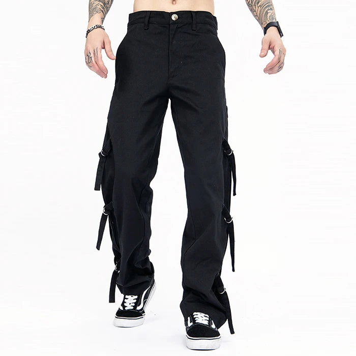 Huilin Professional Custom Twill Track Pants Men Bondage Design Big Pockets 100% Cotton Oversized Chino Cargo Pants