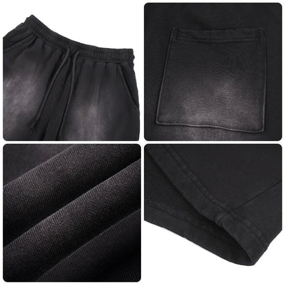 Vintage Fashion Supplier Low MOQ Acid Wash Garment Dye Blank Custom Print Mens Loose Fit Summer Shorts