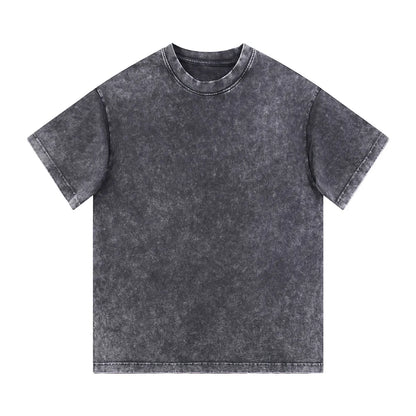 Heavyweight Cotton Supplier Low MOQ Acid Wash Garment Dye Blank Custom Print Casual Crewneck Tee
