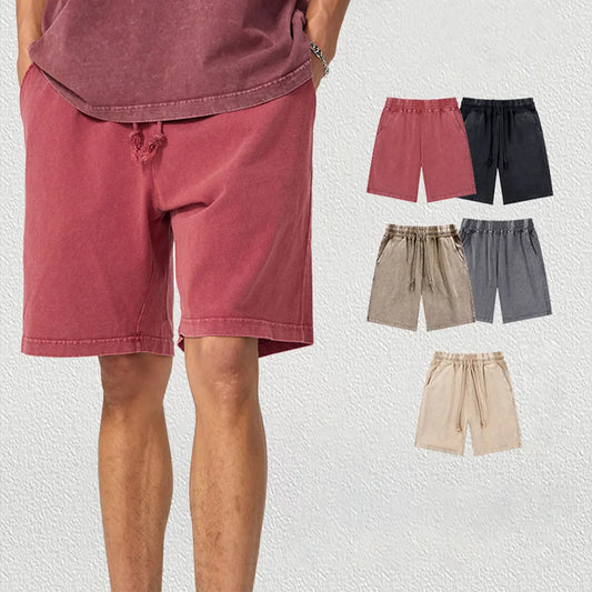 Essential Fashion Supplier Low MOQ Vintage Acid Wash Blank Custom Logo Mens Loose Fit Washed Shorts