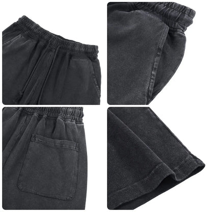 Essential Fashion Supplier Low MOQ Vintage Acid Wash Blank Custom Logo Mens Loose Fit Washed Shorts