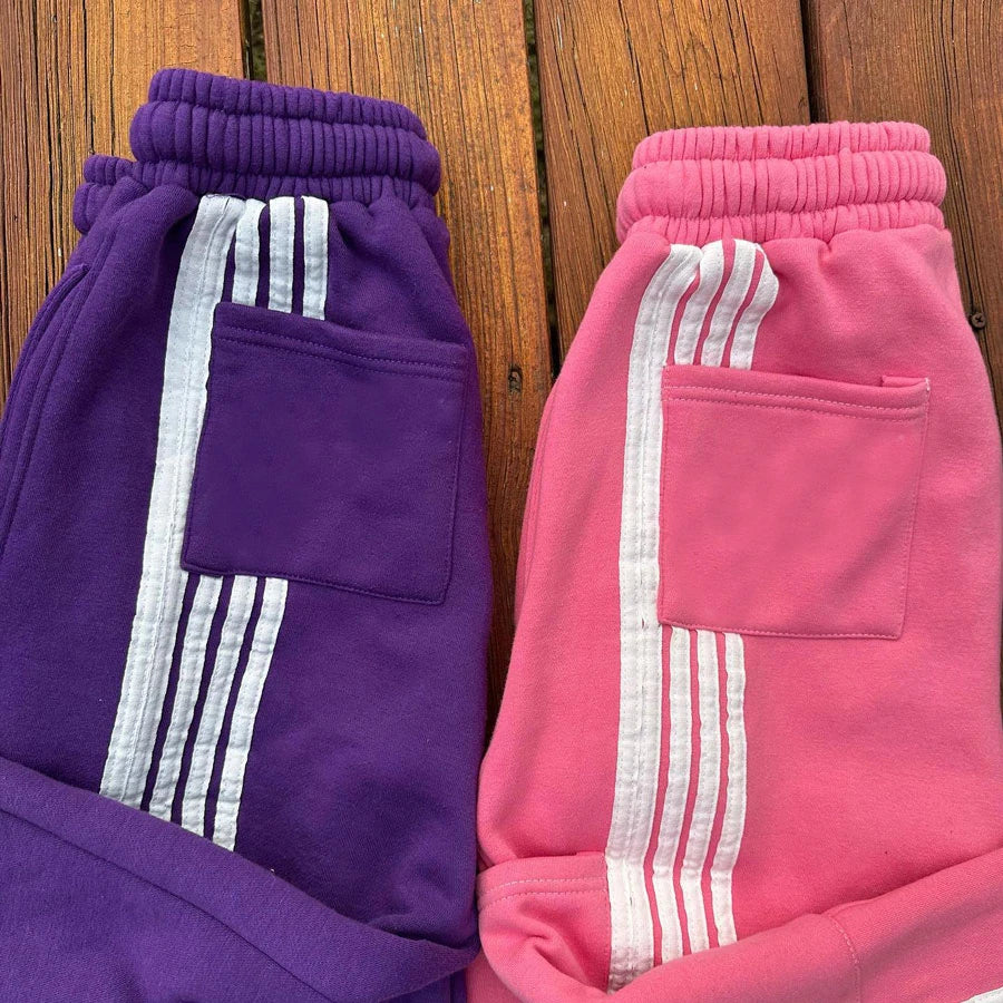 Huilin Hot Selling Baggy Oversized Sweatpants Men Striped Design Loose Fit Thick Cotton Wide Leg Sweatpants