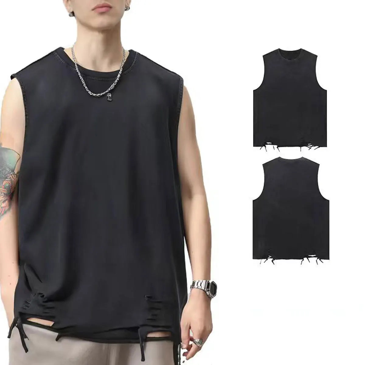 Premium Comfort Manufacturer Supplier Low Moq Vintage Acid Wash Blank Vintage Acid Wash Blank Custom Logo Casual Tank Top