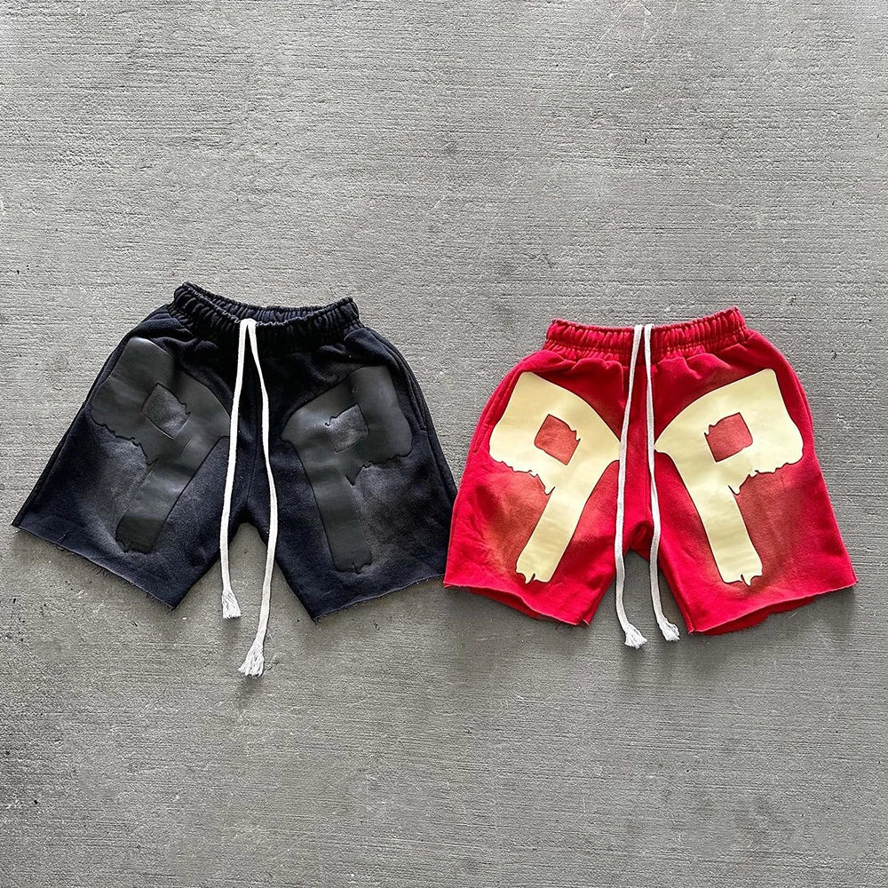 Huilin Manufacturer Oem Screen Printing Two Piece Shorts Tracksuits Set Men Vintage Washed Hoodie Sweat Shorts Sets Sweatsuits