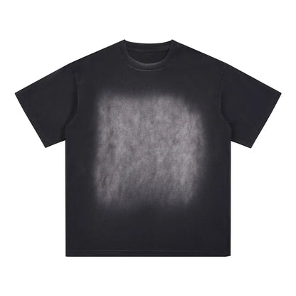 Heavyweight Cotton Supplier Low MOQ Vintage Spray Wash Blank Custom Logo Casual Crewneck Tee