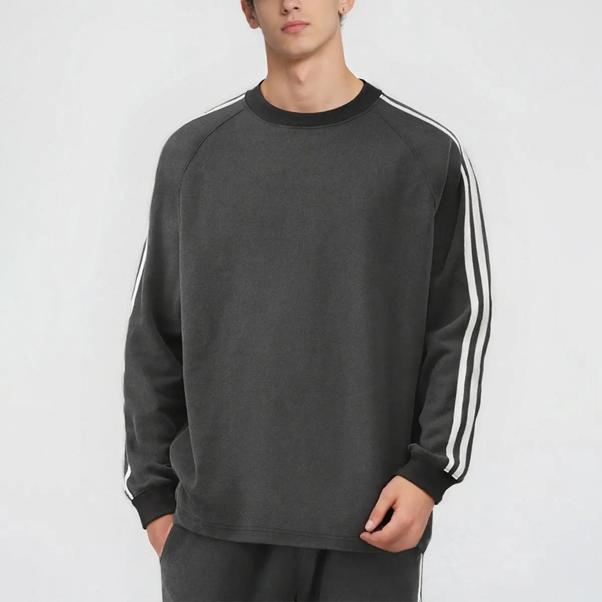 Vintage Fashion Supplier Low MOQ Acid Wash Washed Blank Custom Print Mens Striped Jogger Tracksuit