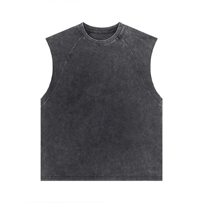 Premium Comfort Manufacturer Supplier Low Moq Vintage Acid Wash Blank Vintage Acid Wash Blank Custom Logo Casual Tank Top