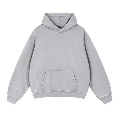 Heavyweight Fleece Supplier Low MOQ Vintage Snowflake Wash Blank Custom Logo Casual Hooded Sweatshirt