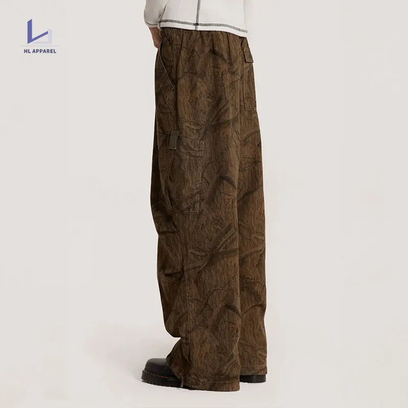 Huilin Hot Selling Y2K Streetwear Cargo Pants Unisex Loose Fit Low Waist Parachute Pants Men Baggy Oversized Wide Leg Pants