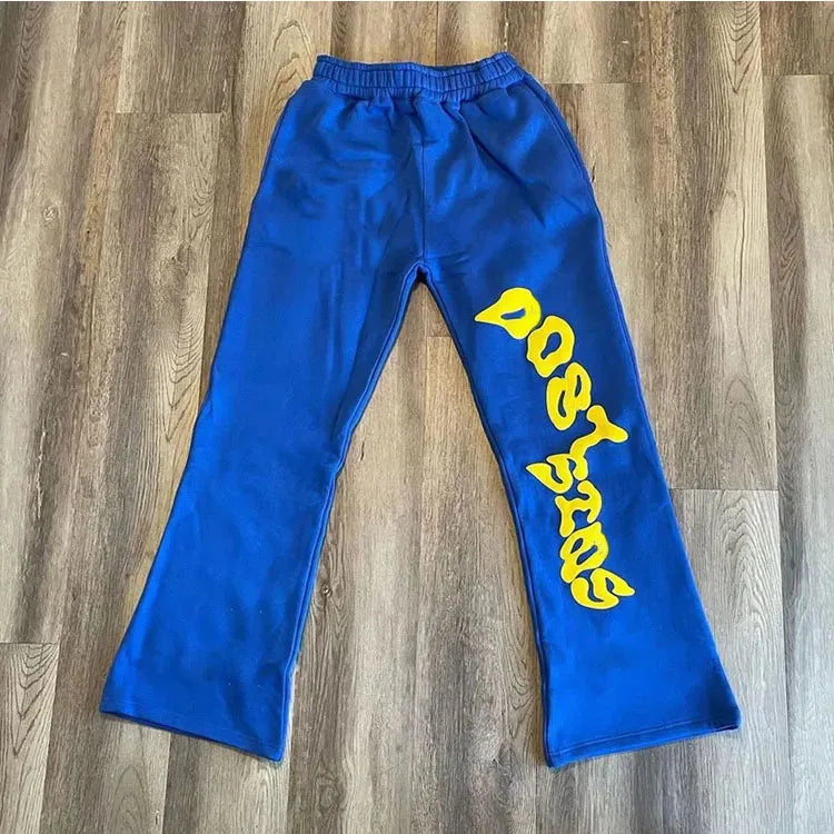 HL Manufacturer Wholesale Foam Pants Heavyweight Fleece Blank Flared Sweat Pants Oem Custom Logo 3D Puff Print Winter Sweatpants