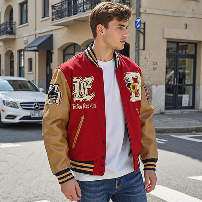 Street wear Men's Jacket Colored cotton Factory Custom Contrast Color Patchwork Varsity Letterman Jacket