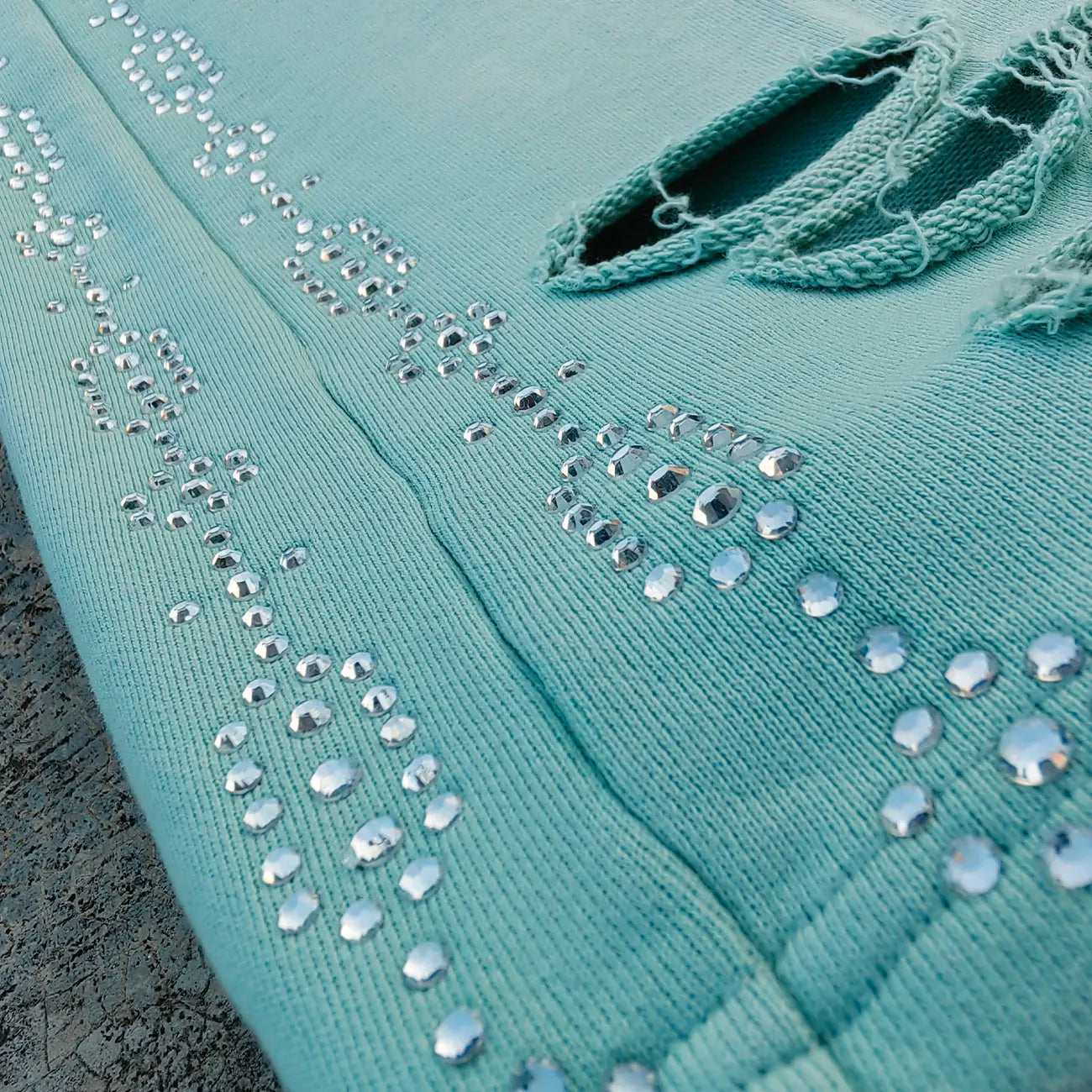 Vintage Washed Thick Cotton French Terry Sweat Pants Mens Custom Side Rhinestone Wide Leg Sunfaded Sweatpants
