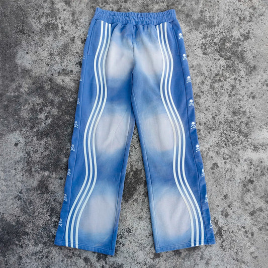 Heavyweight Cotton French Terry Track Jogger Pants Custom Vintage Washed Sunfaded Men Embroidery Logo Striped Sweatpants