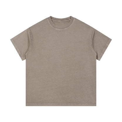 Heavyweight Cotton Supplier Low MOQ Vintage Washed Blank Custom Logo Casual Crewneck Tee