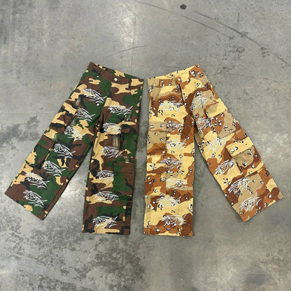 Manufacturer Oem Embroidery Logo Oversized Work Pants Wide Leg Men Thick Cotton Twill Camo Cargo Pants