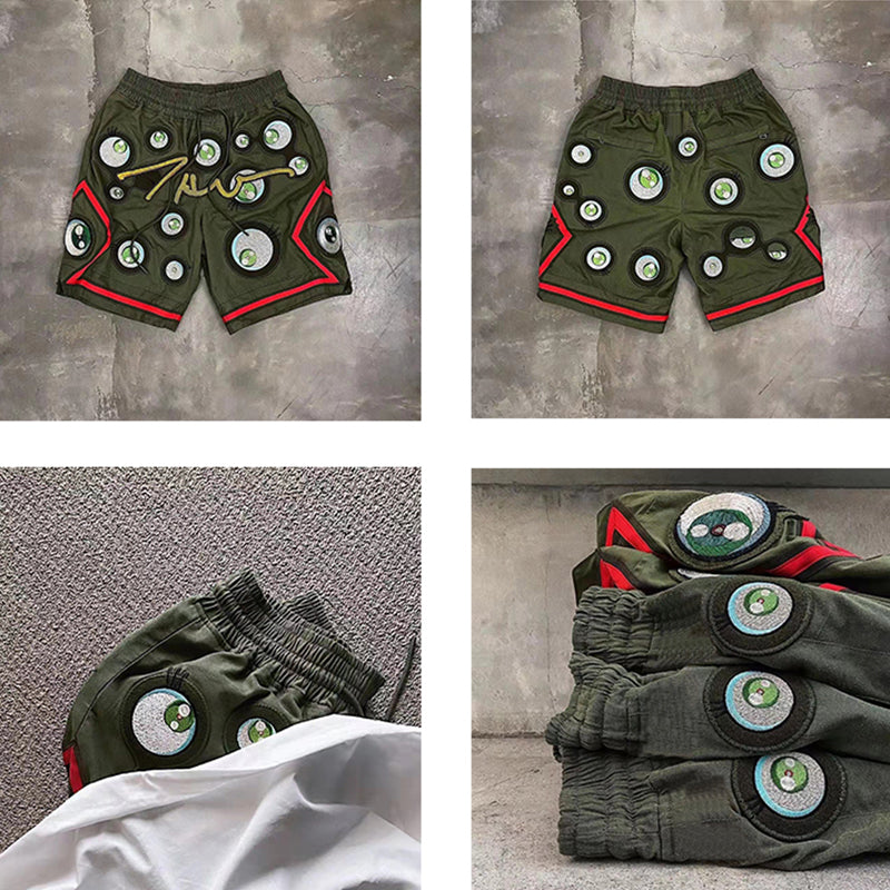 HUILI FACTORY embroidery vintage men hip hop y2k streetwear workout vintage 2023 summer shorts