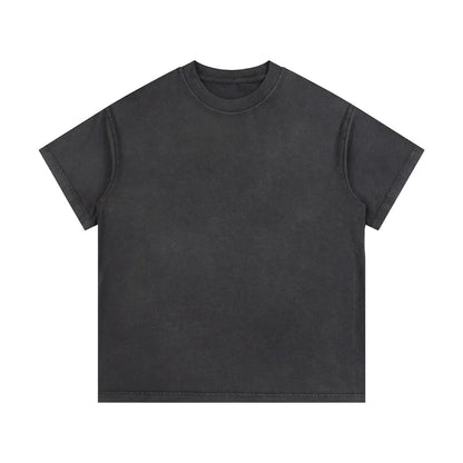 Heavyweight Cotton Supplier Low MOQ Vintage Washed Blank Custom Logo Casual Crewneck Tee