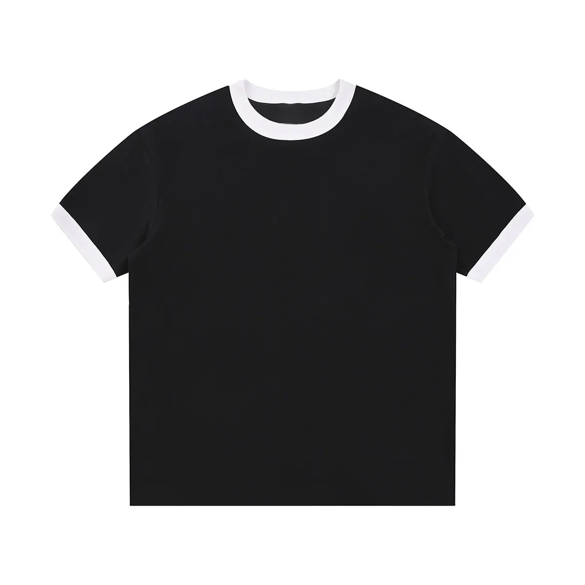 Streetwear Essential Supplier Low MOQ Vintage Classic Blank Custom Logo Mens Contrast Trim Crewneck Shirt