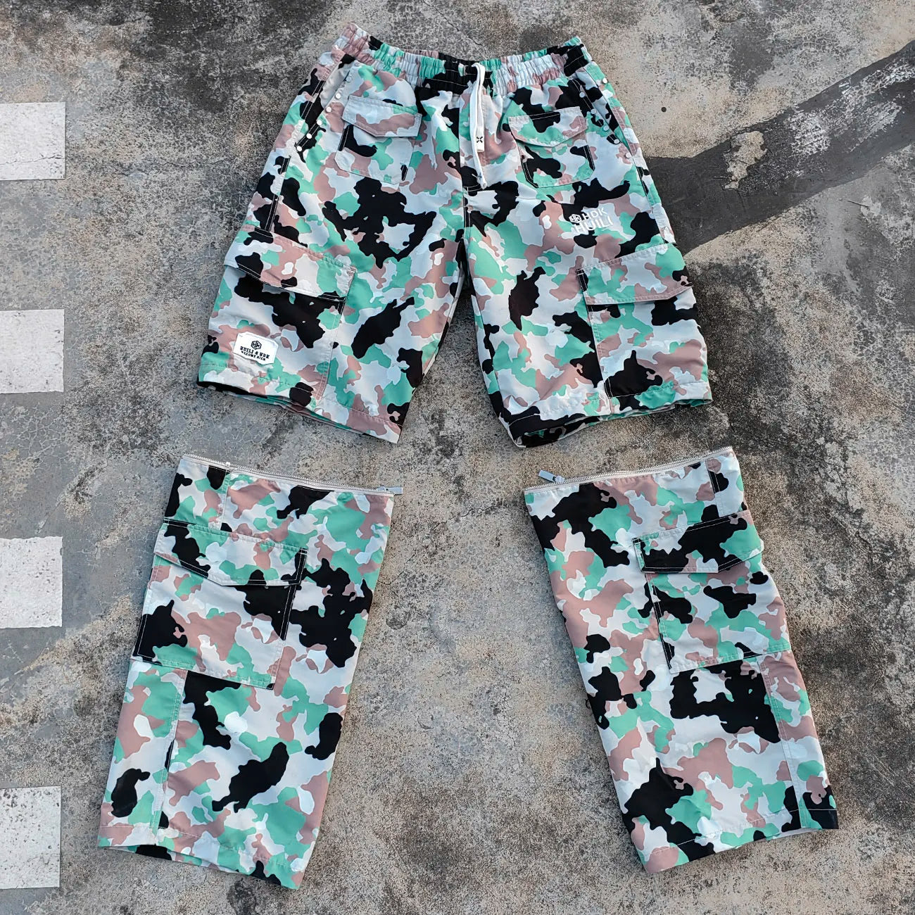 Wide Leg Cargo Track Pants Men Custom Allover Printed Detachable Leg Tactical Camo Work Cargo Pants