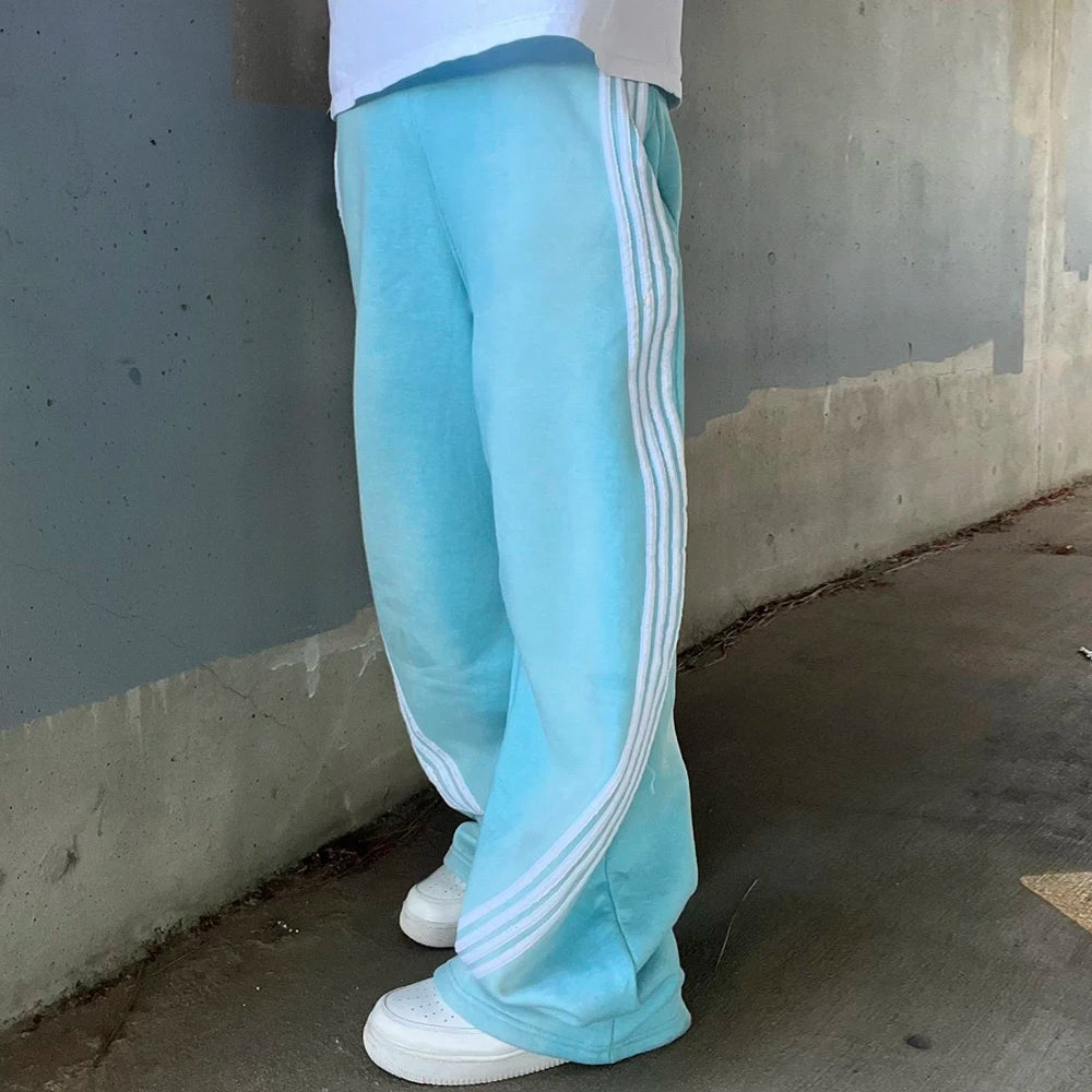 HUILIN OEM New Trend Unisex Oversized Baggy Sweatpants Custom Raw Hem Bottom Men Blank Oversized Wide Leg Sweatpants