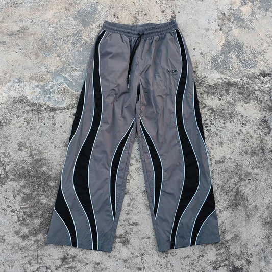 Printed logo Fashion Streetwear Woven Track Pants Custom Elastic Waist Color Block Design Wide Leg Men Baggy Tarck Pants