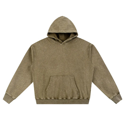 Heavyweight Fleece Supplier Low MOQ Vintage Snowflake Wash Blank Custom Logo Casual Hooded Sweatshirt