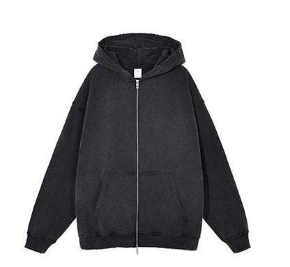 manufacturer heavy 420g wool zipper hoodie pure cotton made old vintage edging damage hoodie