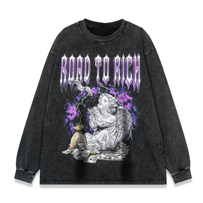 clothing supplier wholesale high quality black acid wash can be customized printed T-shirt