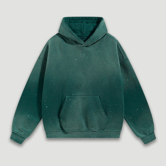 Green Oversized Hoodie for Men 360G Fleece Vintage Wshed Streetwear with Spray-Dyed Unisex Winter Blank Casual Sweatshirt Loungewear