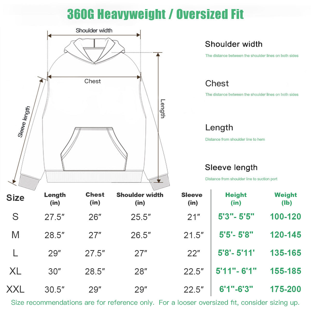 Men’s Oversized Black Hoodie 360G Fleece Vintage Wash Distressed Y2K Streetwear Gradient Pullover Hooded Sweatshirt