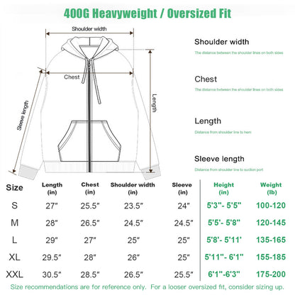 Men’s Oversized Gradient Zip Up Hoodie, Heavyweight 400G Fleece Vintage Streetwear Hooded Jacket, Washed Casual Sweatshirt