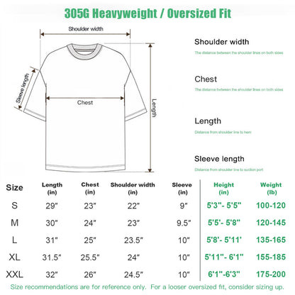 Men’s Oversized White Cotton T-Shirt 305G Heavyweight Layering Essential Crewneck TShirt for Men Unisex Boxy Fit Solid Color Streetwear Tee