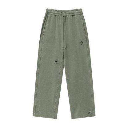 Spliced double waist wide-leg pants sports straight-leg sweatpants men