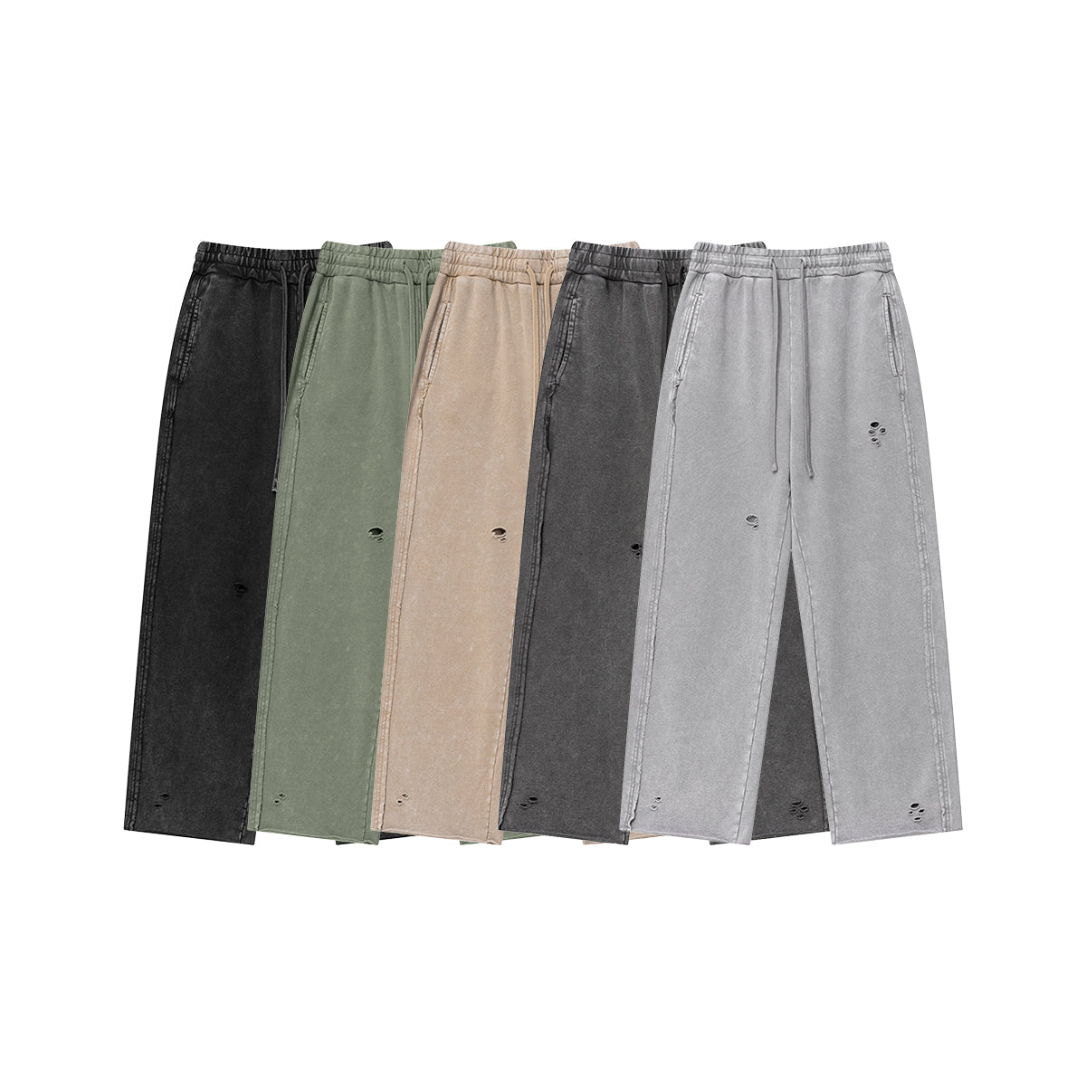 Spliced double waist wide-leg pants sports straight-leg sweatpants men