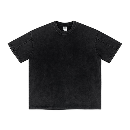 Vintage nostalgic double veil fabric short-sleeved T-shirt men's oversized large-size spliced sleeve top