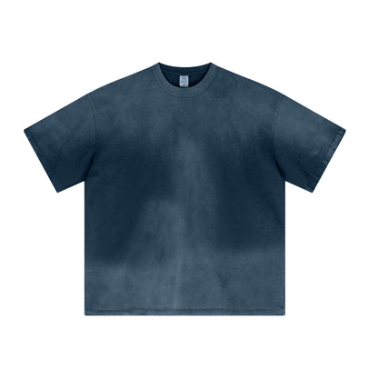 100% cotton round neck acid wash short-sleeved American street oversized gradient T-shirt
