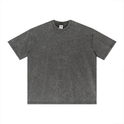 Vintage nostalgic double veil fabric short-sleeved T-shirt men's oversized large-size spliced sleeve top