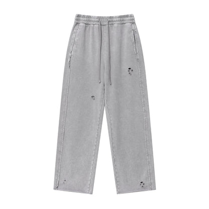 Spliced double waist wide-leg pants sports straight-leg sweatpants men