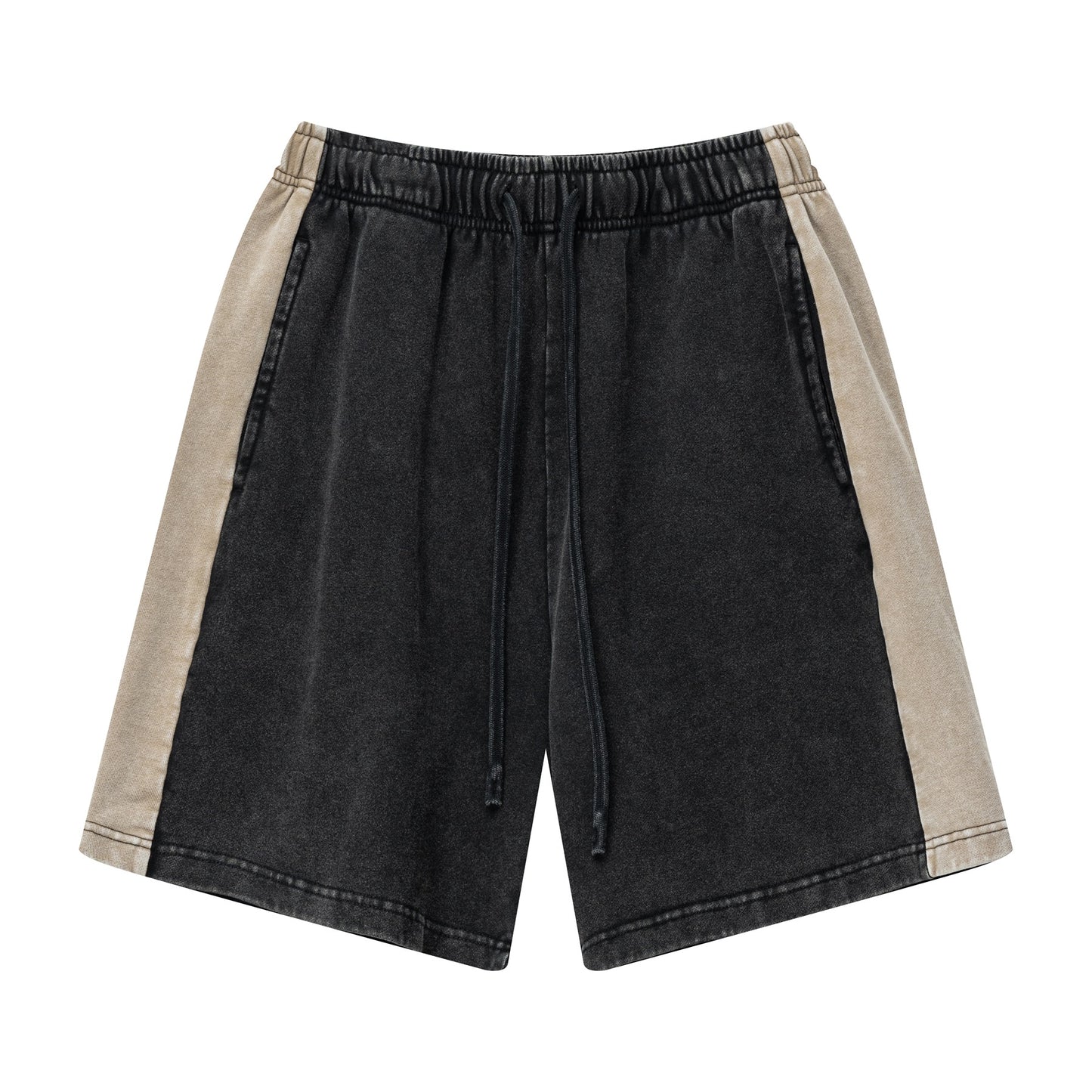 Vintage spliced webbing oversized contrast shorts drawstring casual pants five-point pants